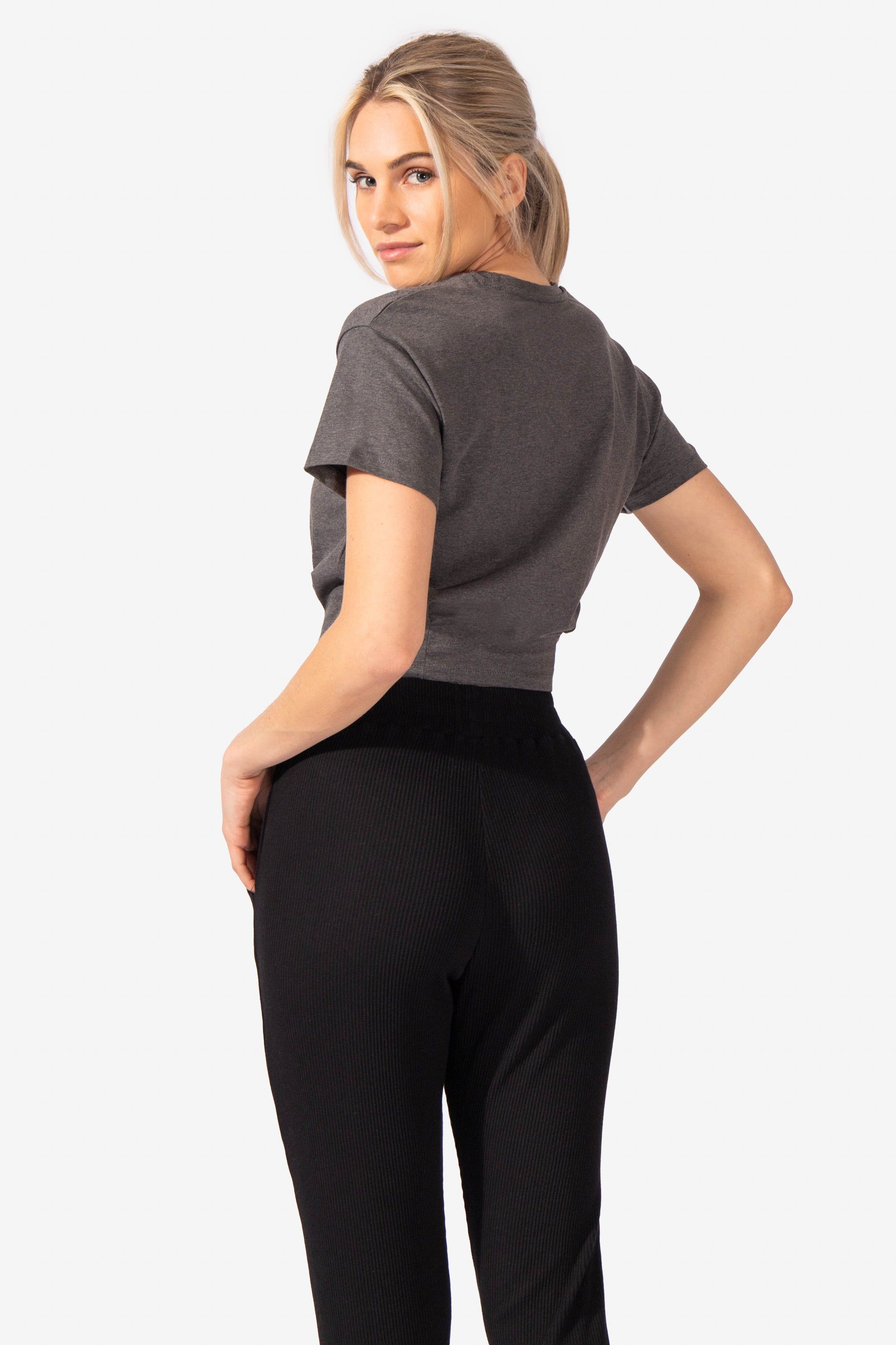 Instinct Pleated Hem Crop T-Shirt - Dark Gray sold by Jed North product image thumbnail 5