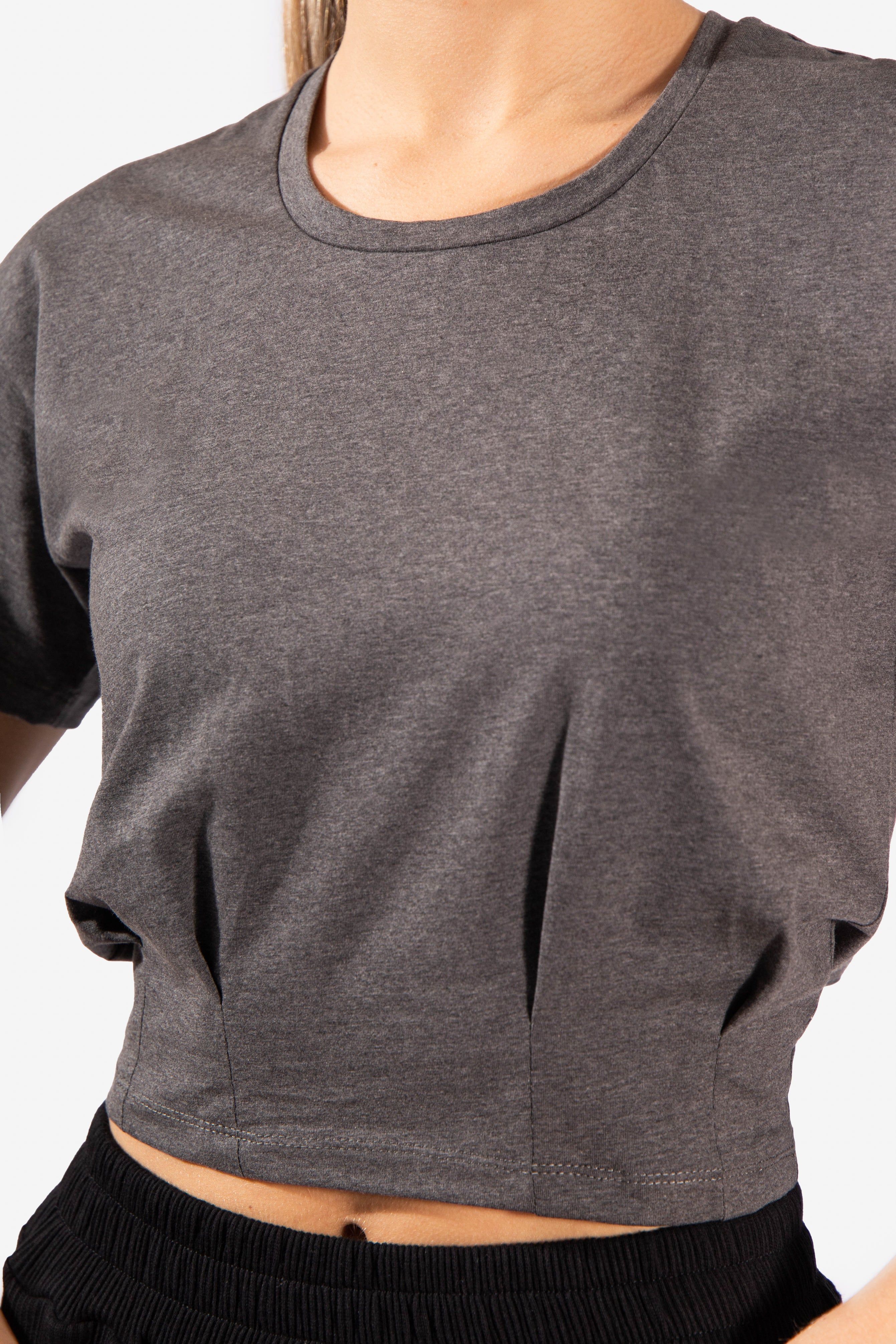 Instinct Pleated Hem Crop T-Shirt - Dark Gray sold by Jed North product image thumbnail 3