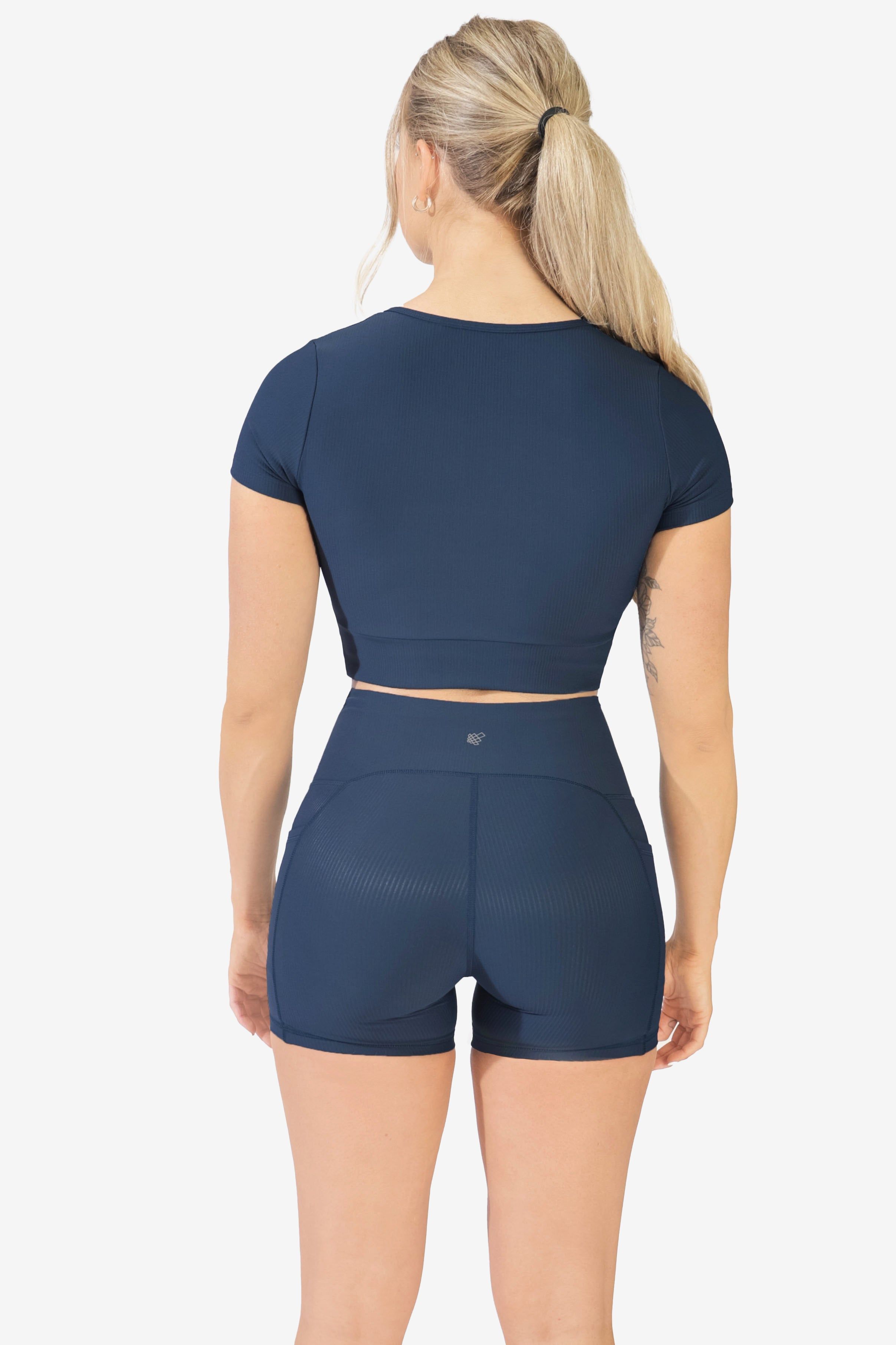Sculpt V-Neck Crop Top - Navy sold by Jed North product image thumbnail 5