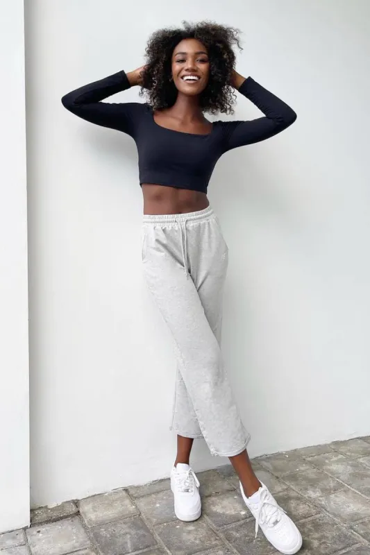Jules Wide Leg Sweat Pants - Gray sold by Jed North