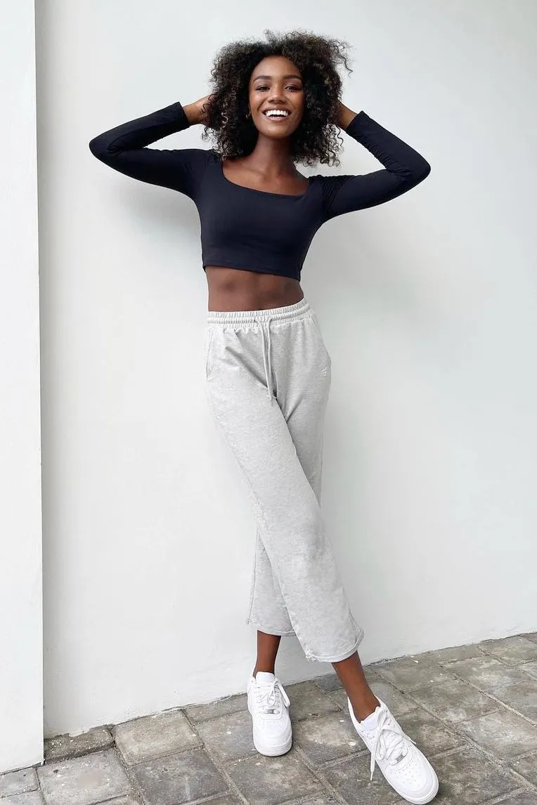 Jules Wide Leg Sweat Pants - Gray sold by Jed North
