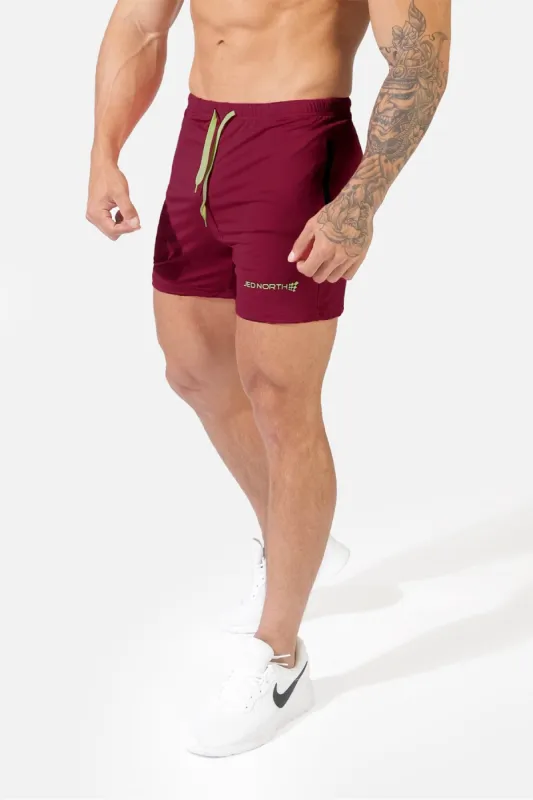 Agile Bodybuilding 4'' Shorts w Zipper Pockets - Maroon sold by Jed North