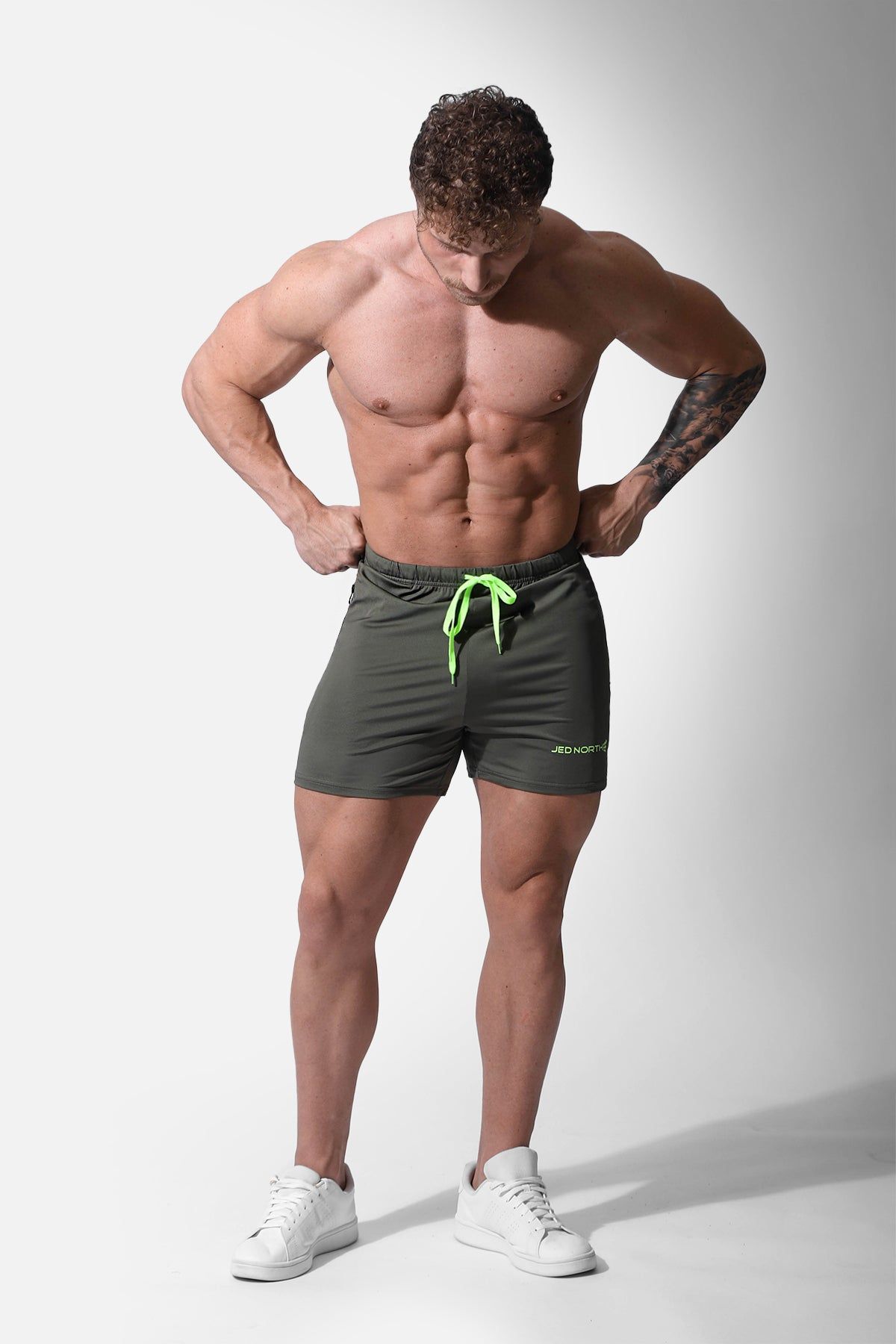 Agile Bodybuilding 4'' Shorts w Zipper Pockets - Olive sold by Jed North product image thumbnail 4