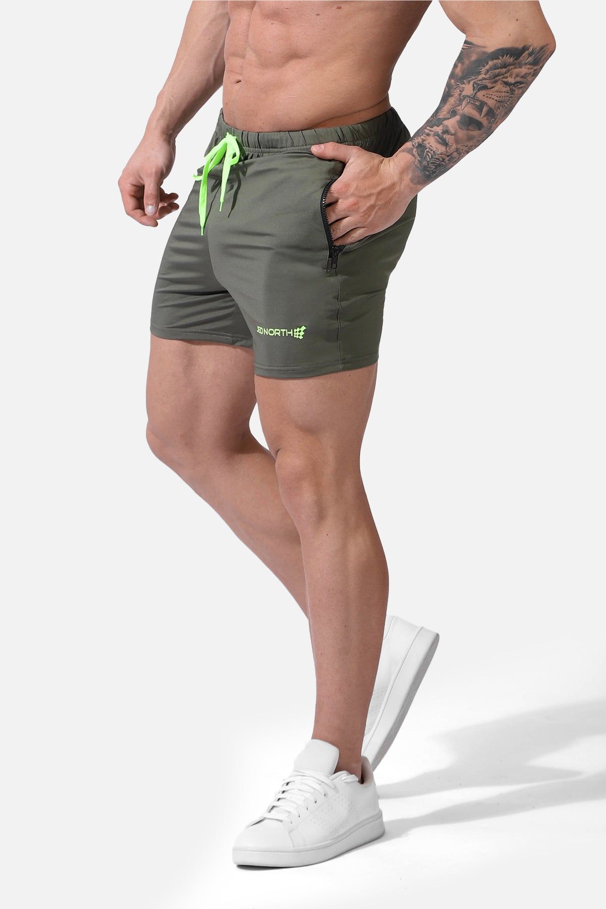 Agile Bodybuilding 4'' Shorts w Zipper Pockets - Olive sold by Jed North product image thumbnail 2
