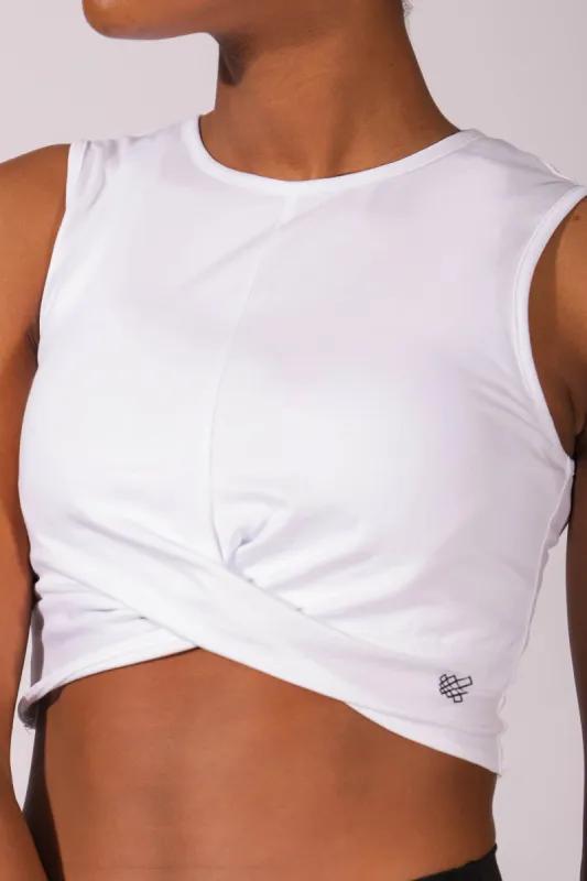 Knot Cropped Tank Top - White sold by Jed North