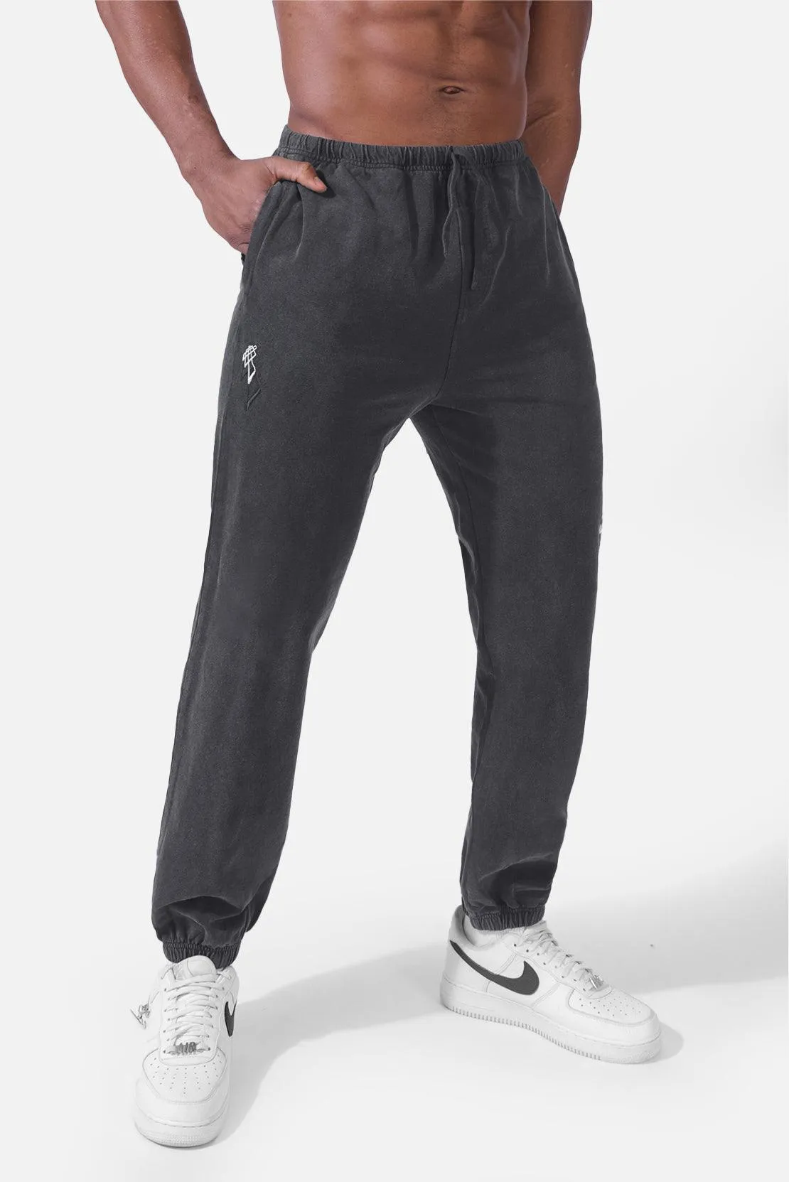 Rustic Stretch Relaxed Fit Joggers - Acid Wash Black sold by Jed North