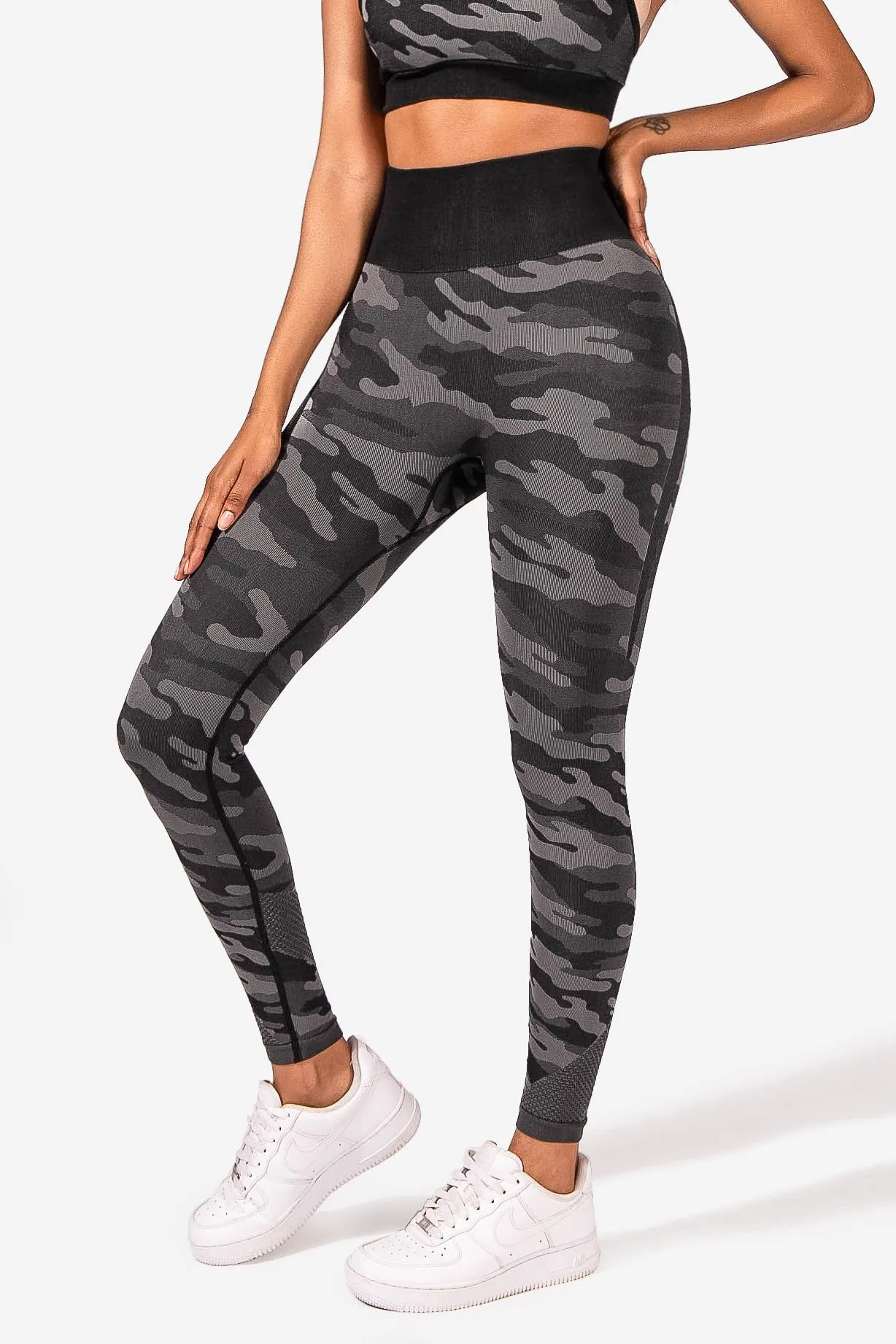 Reset Camo High Waisted Seamless Mesh Leggings - Black Camo sold by Jed North product image thumbnail 3