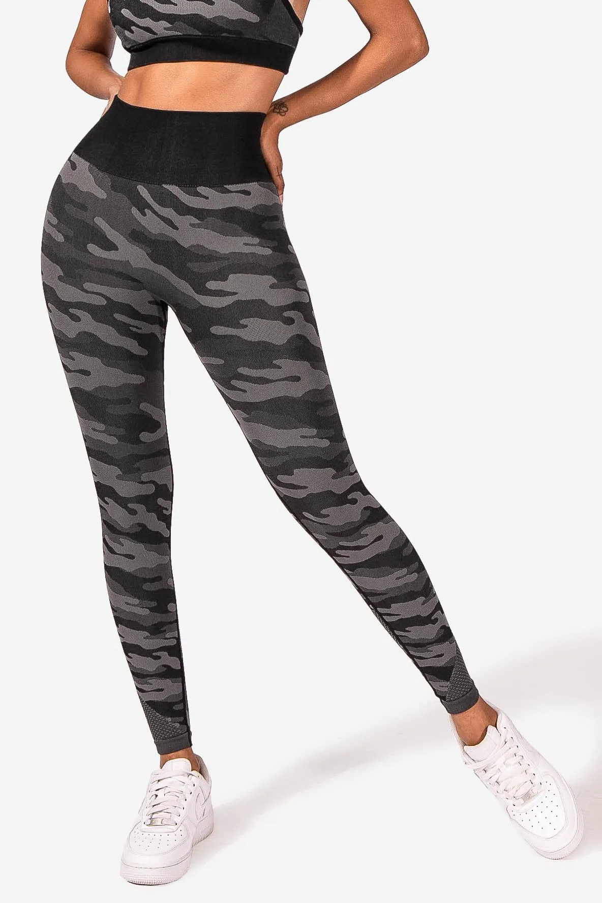 Reset Camo High Waisted Seamless Mesh Leggings - Black Camo sold by Jed North product image thumbnail 2