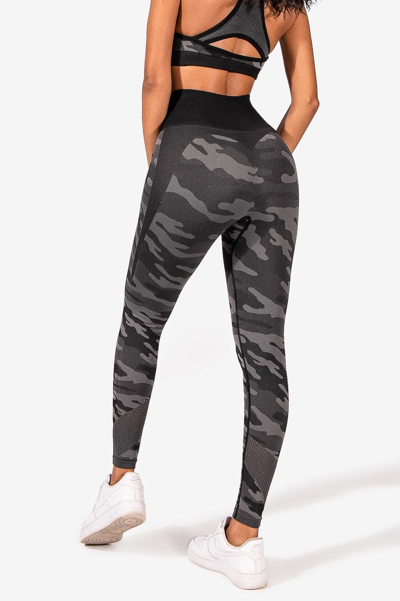 Reset Camo High Waisted Seamless Mesh Leggings - Black Camo sold by Jed North