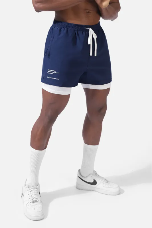Men's 2-In-1 Active 5" Training Shorts - Navy sold by Jed North