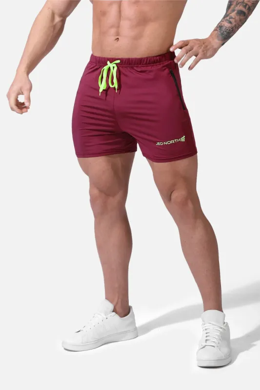 Agile Bodybuilding 4'' Shorts w Zipper Pockets - Maroon sold by Jed North