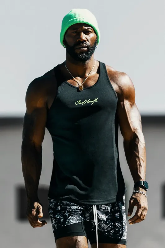 Fast-Dry Bodybuilding Workout Stringer - Black Neon sold by Jed North