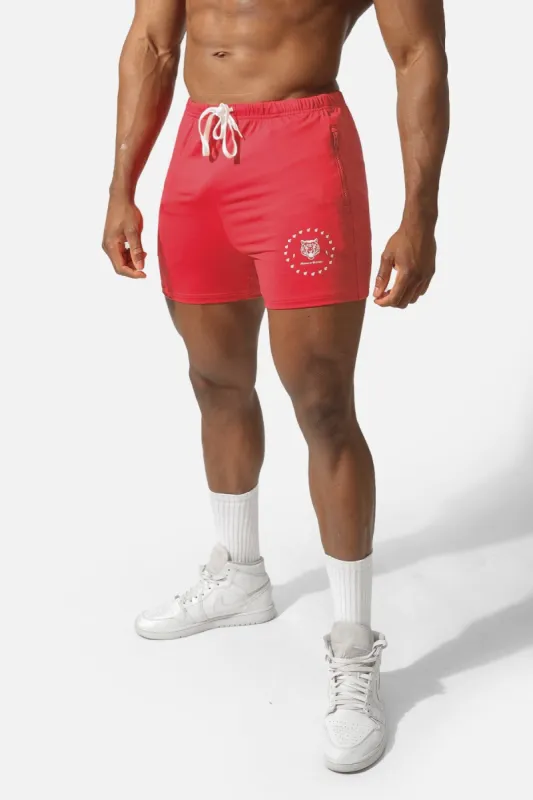Agile Bodybuilding 4'' Shorts w Zipper Pockets - Tiger Red sold by Jed North