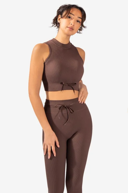 Valentina Seamless Ribbed Crop Top - Brown sold by Jed North