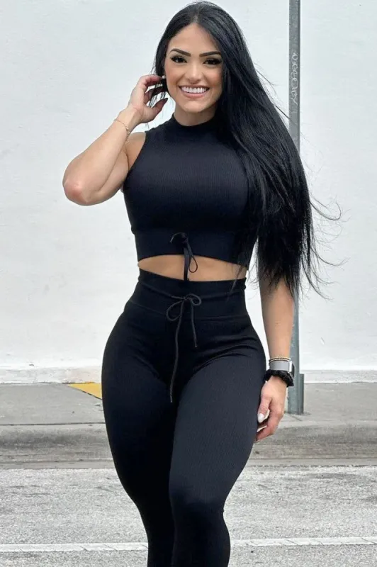 Valentina Seamless Ribbed Crop Top - Black sold by Jed North