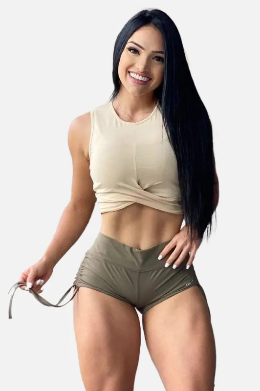 Knot Cropped Tank Top - Beige sold by Jed North