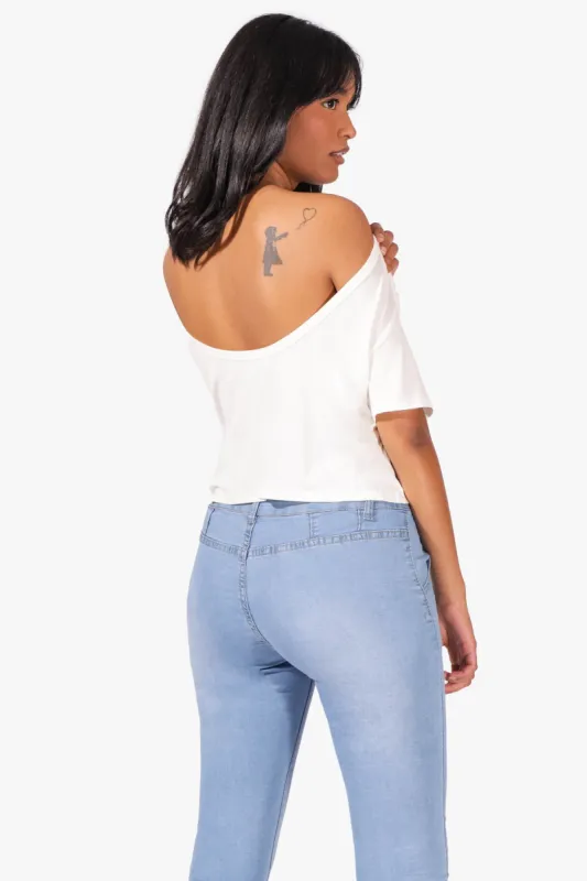 Daydream Over-The-Shoulder Top - White sold by Jed North
