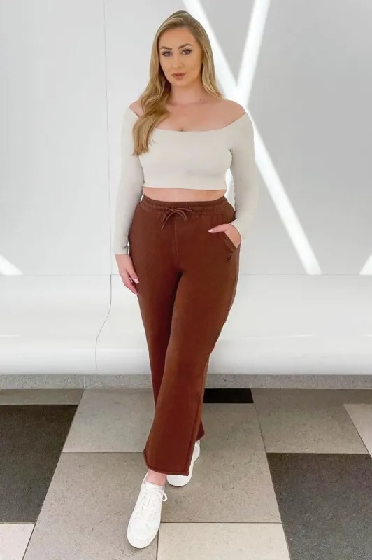 Jules Wide Leg Sweat Pants - Brown sold by Jed North