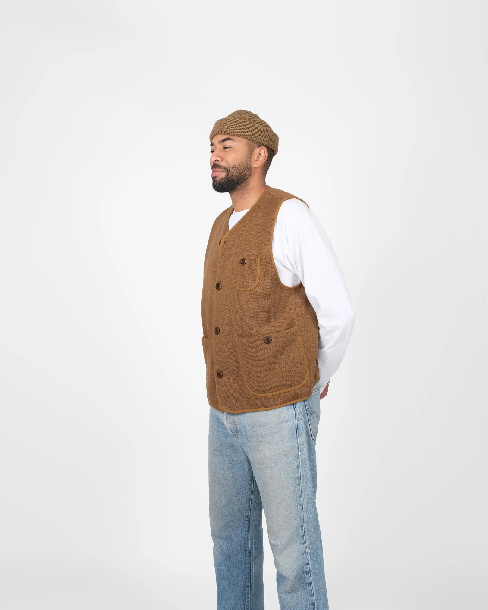 Knit Utility Vest - Dark Tan sold by Dehen 1920 product image thumbnail 4