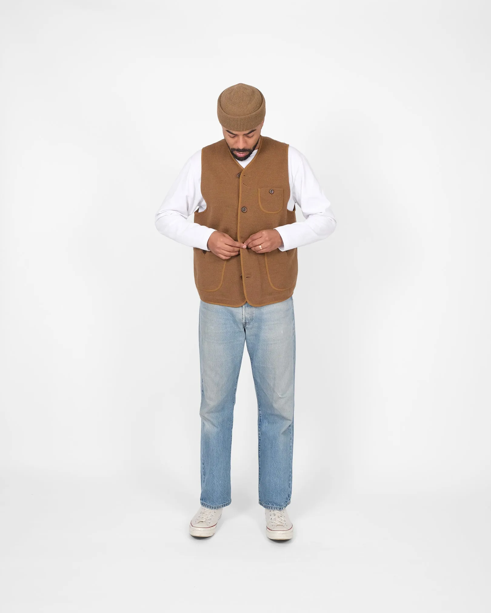 Knit Utility Vest - Dark Tan sold by Dehen 1920 product image thumbnail 3