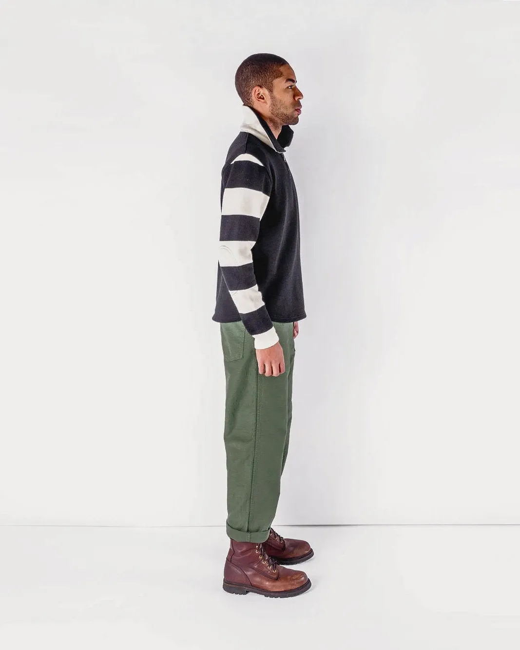 1/4 Zip Moto-Jersey - Black / Off White sold by Dehen 1920 product image thumbnail 4