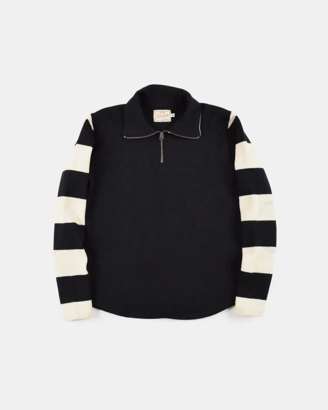 1/4 Zip Moto-Jersey - Black / Off White sold by Dehen 1920