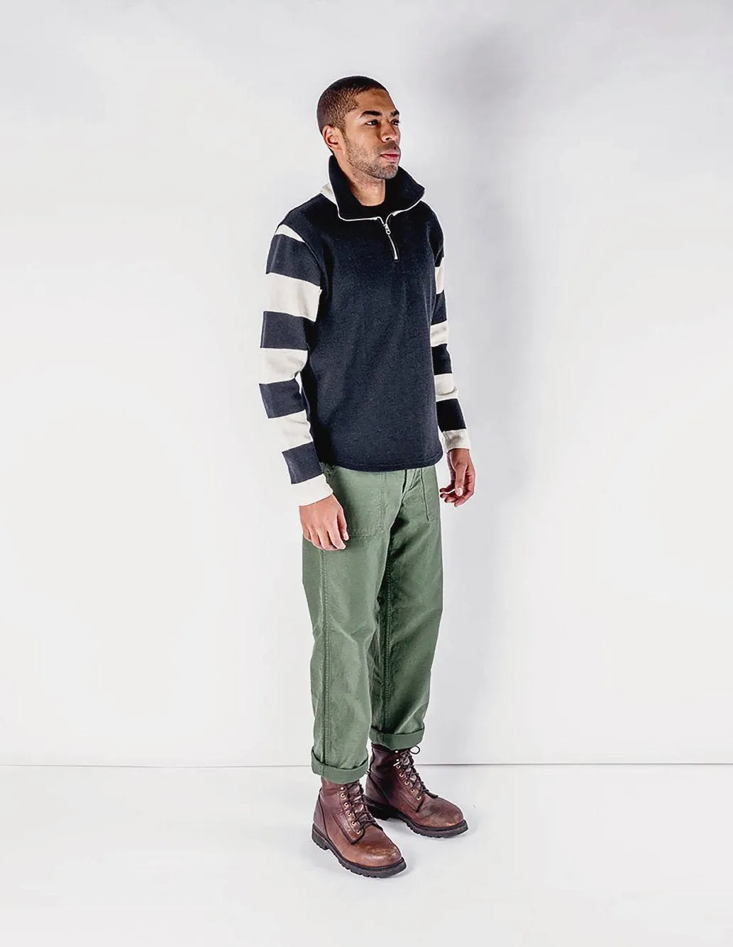 1/4 Zip Moto-Jersey - Black / Off White sold by Dehen 1920 product image thumbnail 2