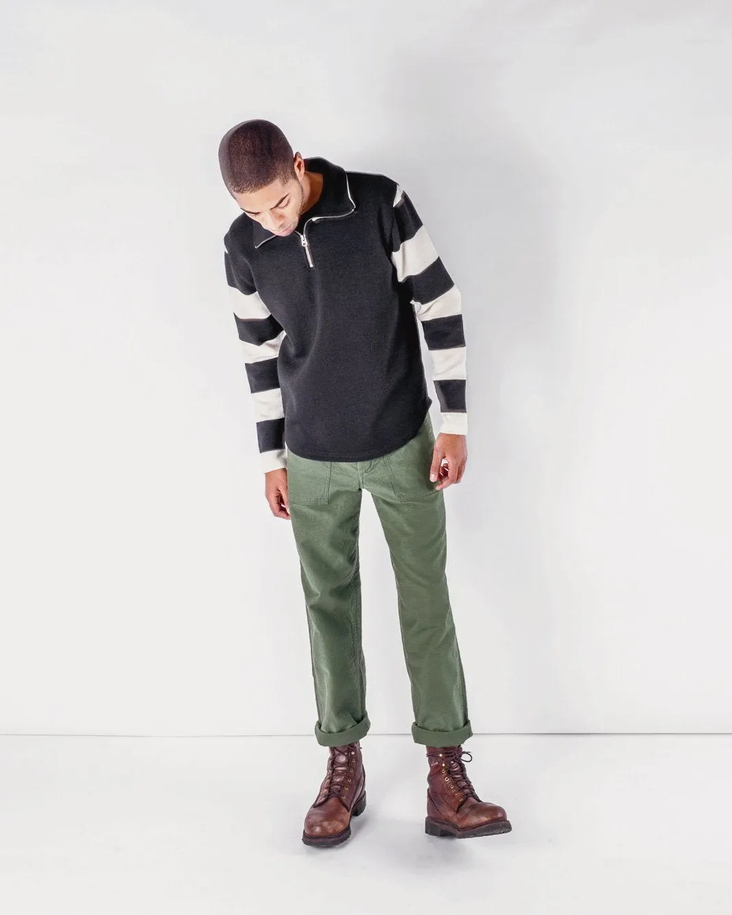 1/4 Zip Moto-Jersey - Black / Off White sold by Dehen 1920 product image thumbnail 3