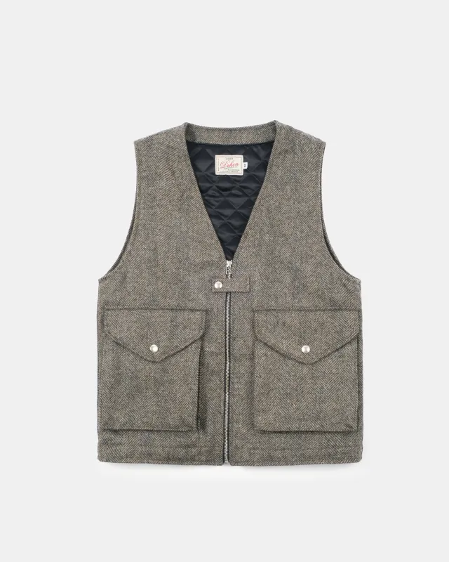 Cargo Vest - Warm Charcoal Herringbone made by Dehen 1920