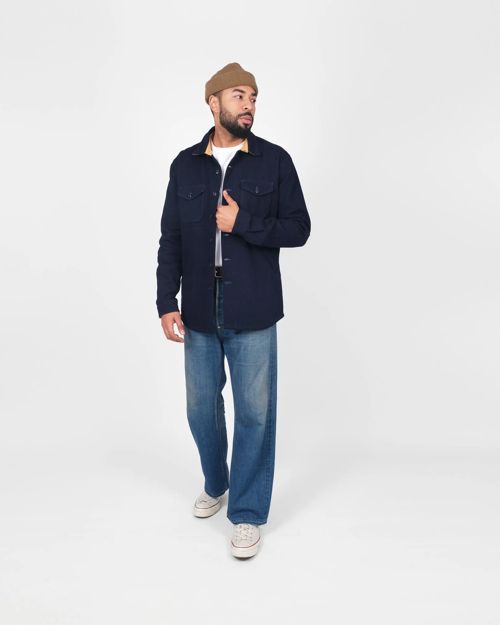 Crissman Overshirt - Indigo Sashiko sold by Dehen 1920 product image thumbnail 3