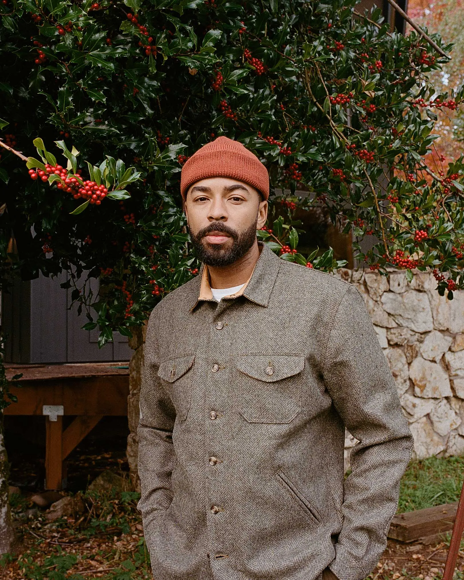 Crissman Overshirt - Warm Charcoal Herringbone sold by Dehen 1920 product image thumbnail 2