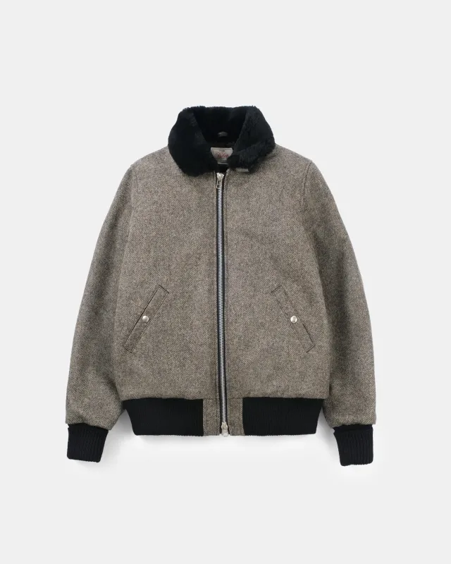 Flyer's Club Jacket - Warm Charcoal Herringbone sold by Dehen 1920
