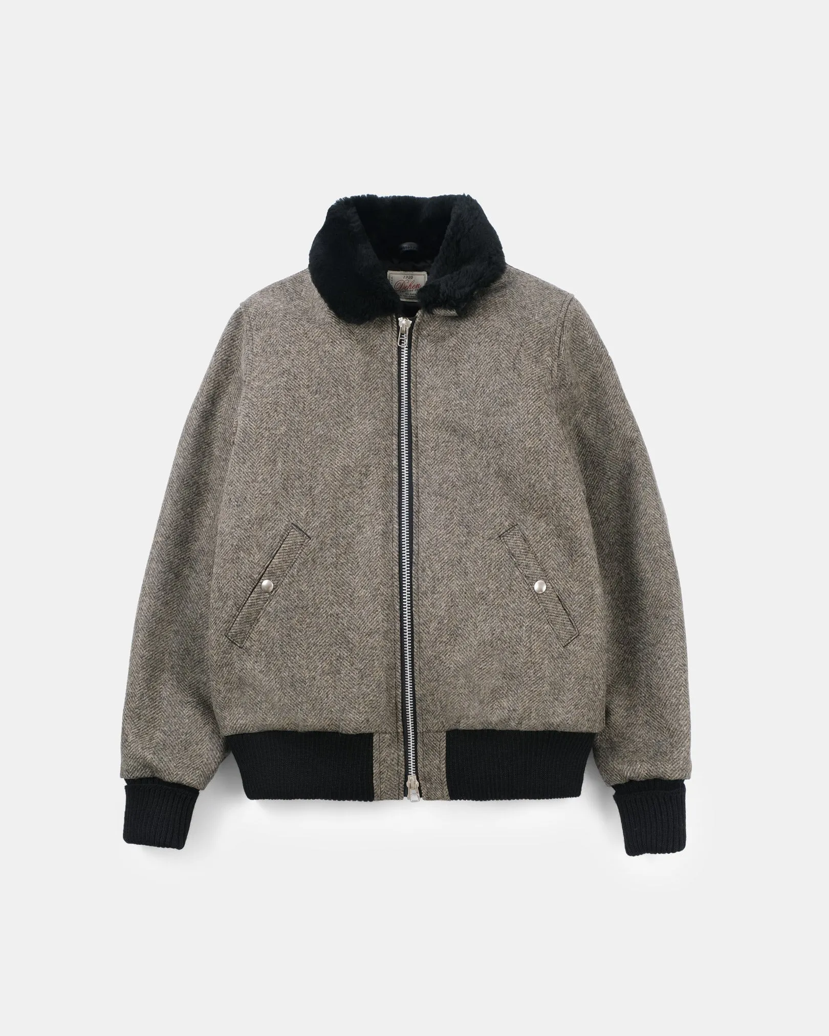 Flyer's Club Jacket - Warm Charcoal Herringbone sold by Dehen 1920