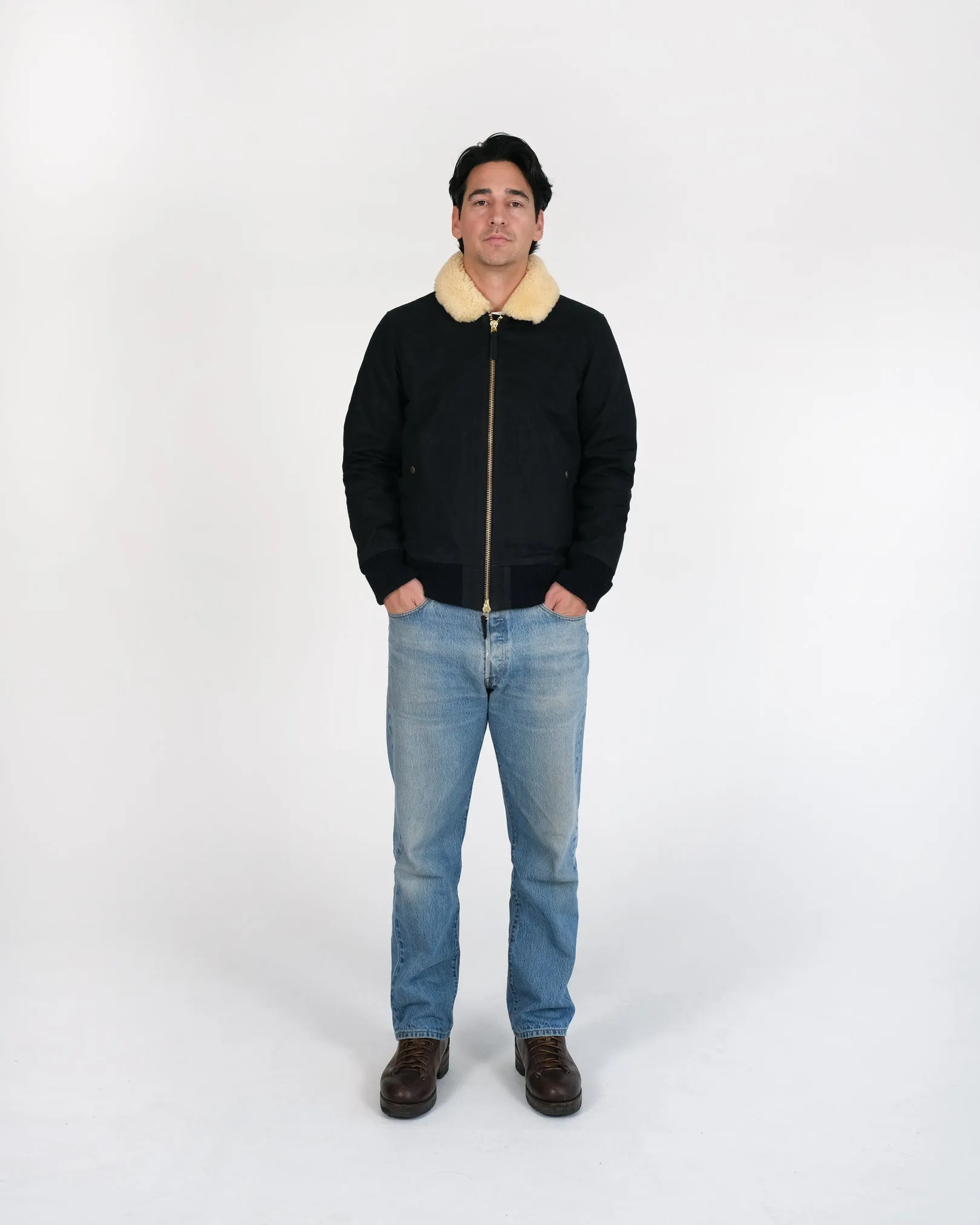 Flyer's Club Jacket - Waxed Canvas Black / Gold sold by Dehen 1920 product image thumbnail 2