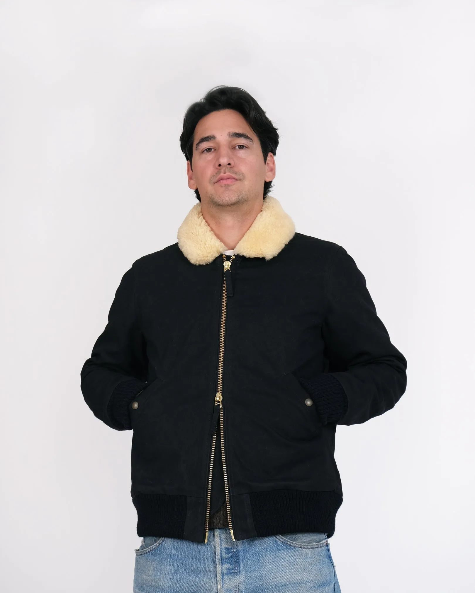 Flyer's Club Jacket - Waxed Canvas Black / Gold sold by Dehen 1920 product image thumbnail 3