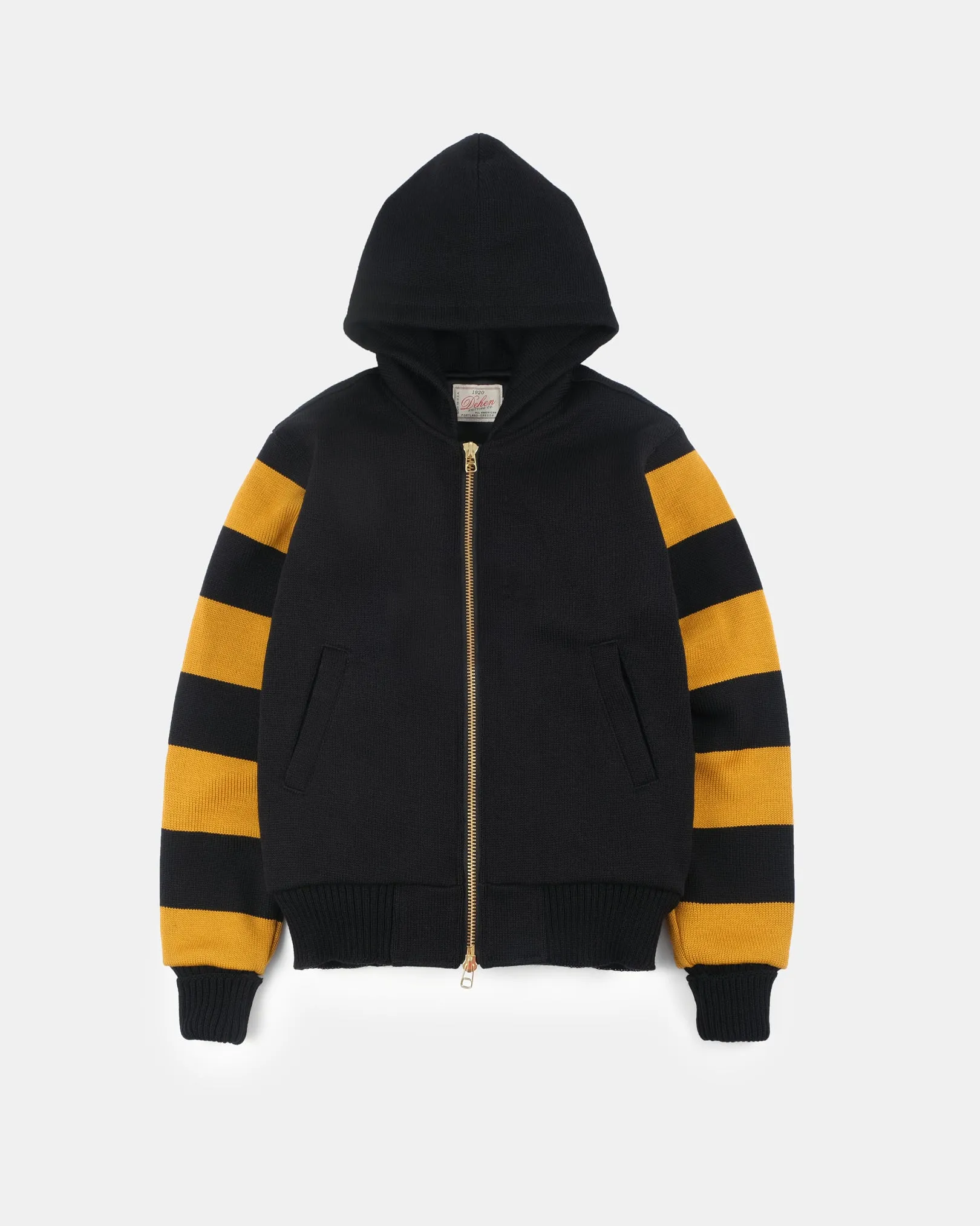 Full-Throttle Striped Moto-Hoodie - Black / Old Gold sold by Dehen 1920