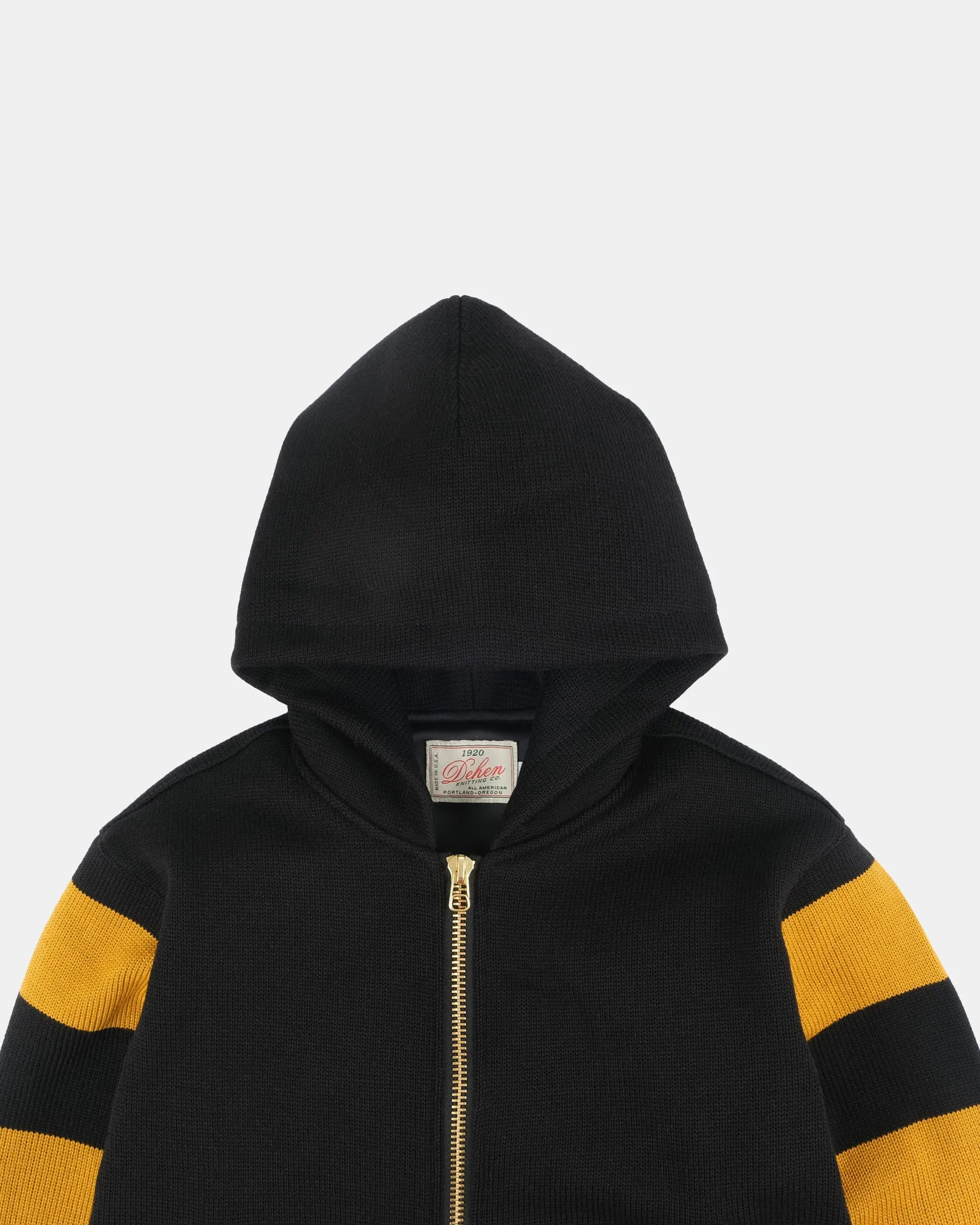 Full-Throttle Striped Moto-Hoodie - Black / Old Gold sold by Dehen 1920 product image thumbnail 3