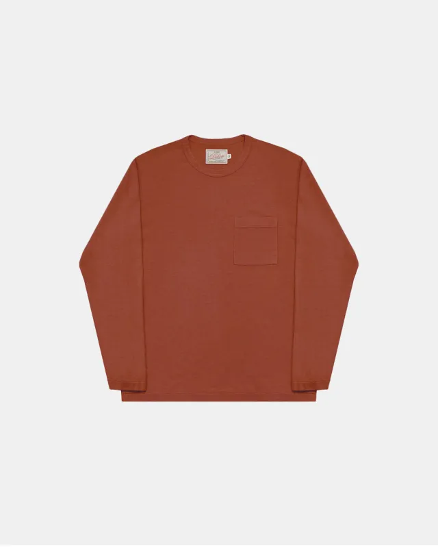 Heavy Duty Long Sleeve Tee - Single Pocket - Burnt Orange sold by Dehen 1920