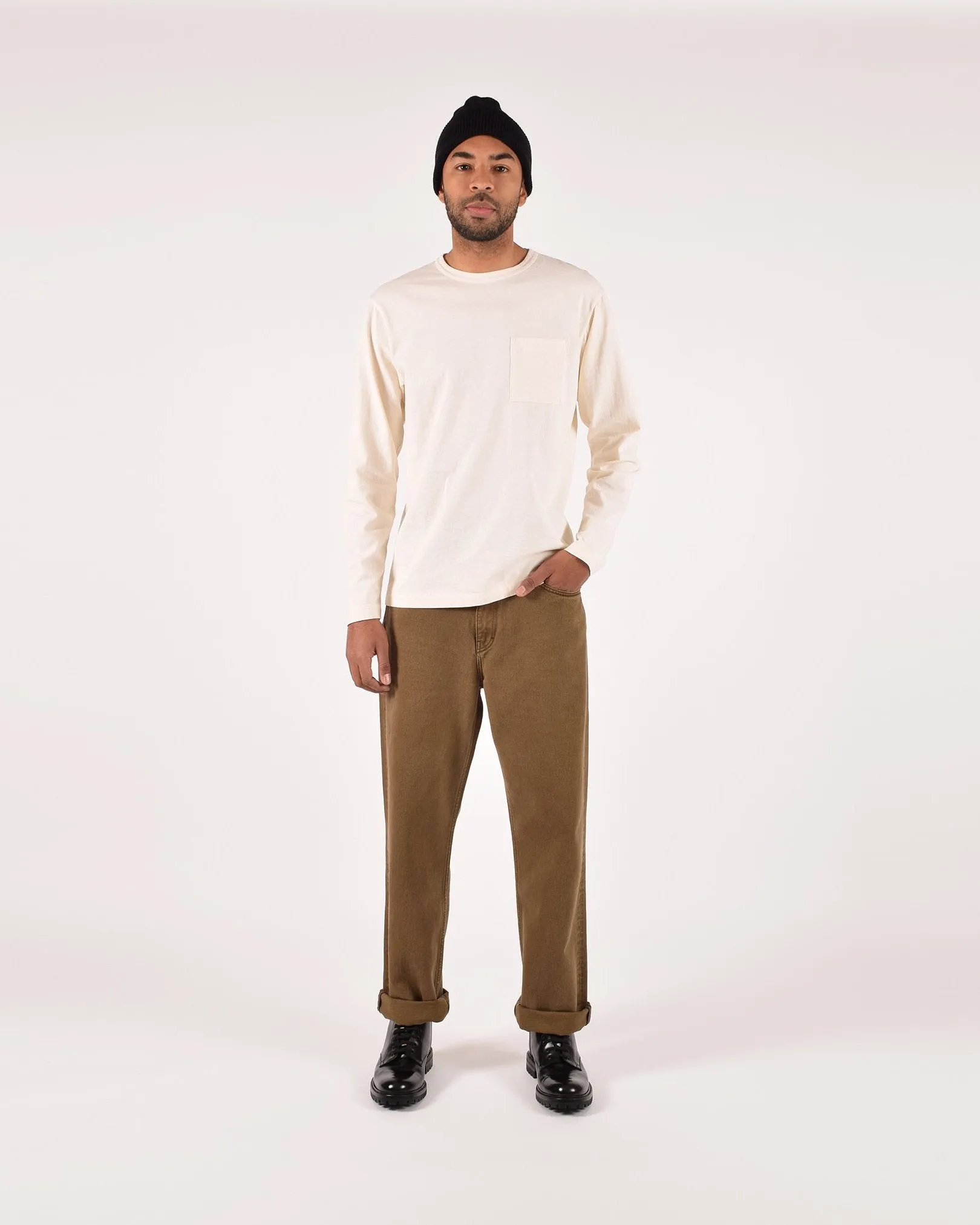 Heavy Duty Long Sleeve Tee - Single Pocket - Natural sold by Dehen 1920 product image thumbnail 2