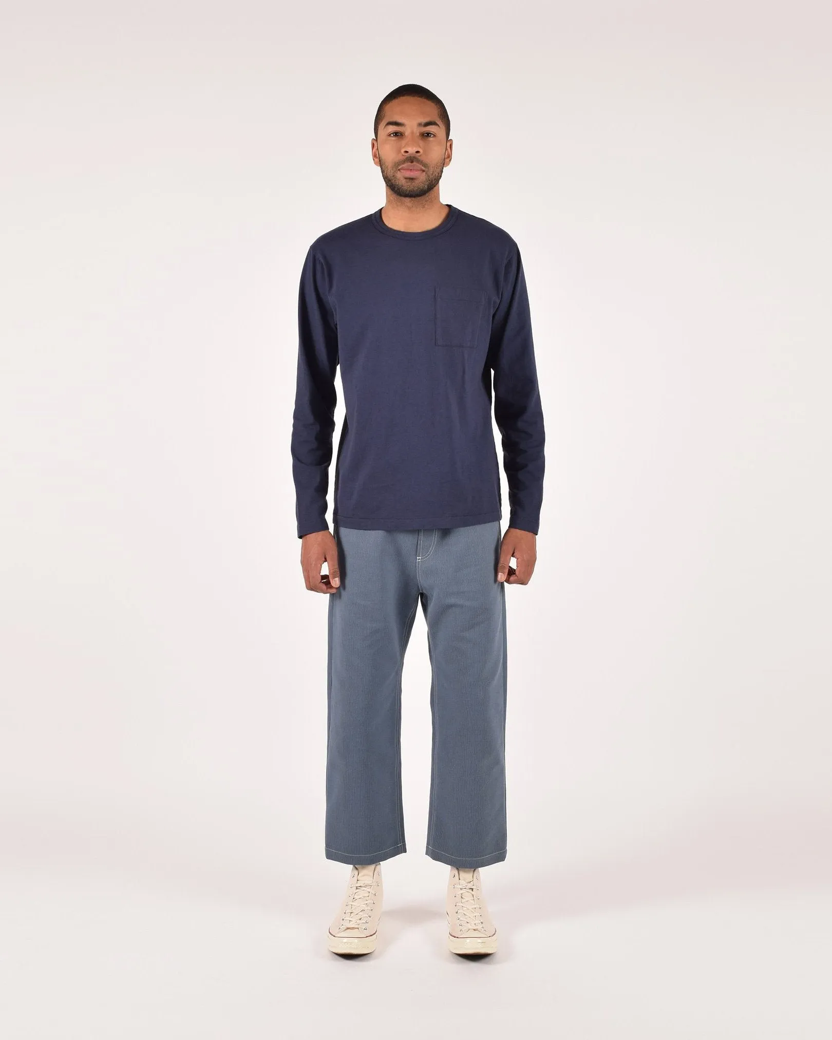 Heavy Duty Long Sleeve Tee - Single Pocket - Navy sold by Dehen 1920 product image thumbnail 2