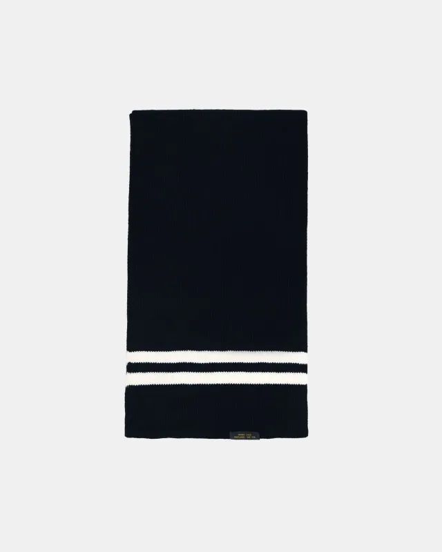 Striped Wool Scarf - Black / Off White made by Dehen 1920
