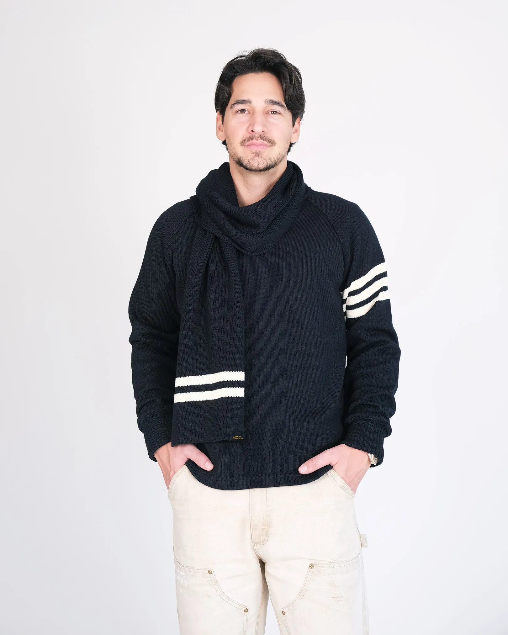 Striped Wool Scarf - Black / Off White sold by Dehen 1920 product image thumbnail 2