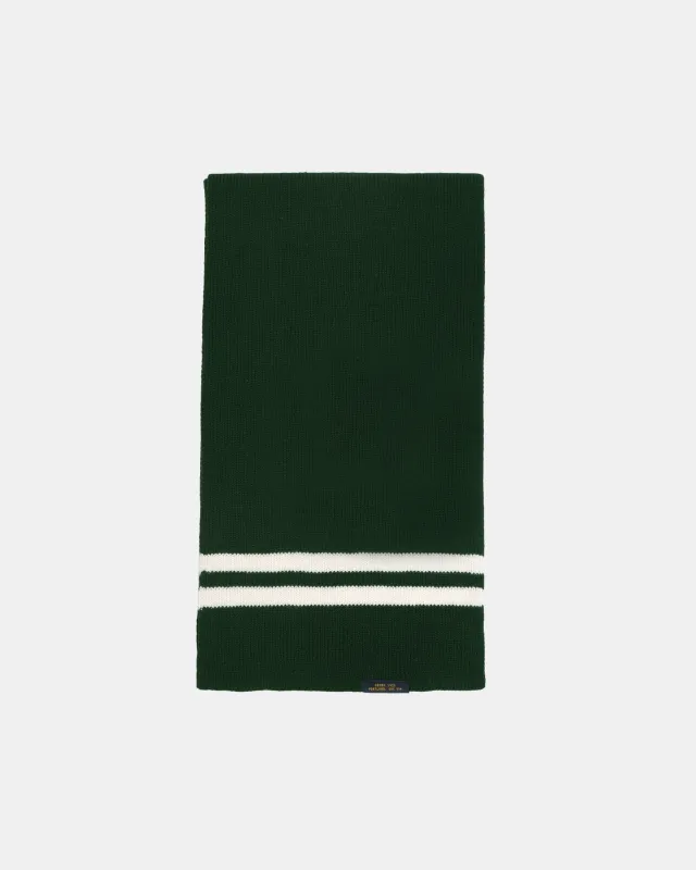 Striped Wool Scarf - Pine / Off White sold by Dehen 1920