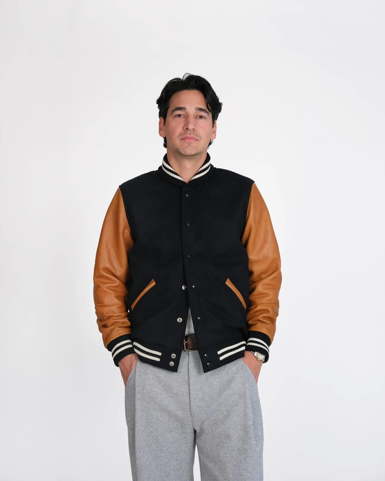 Varsity Jacket - Black / Rust sold by Dehen 1920 product image thumbnail 3