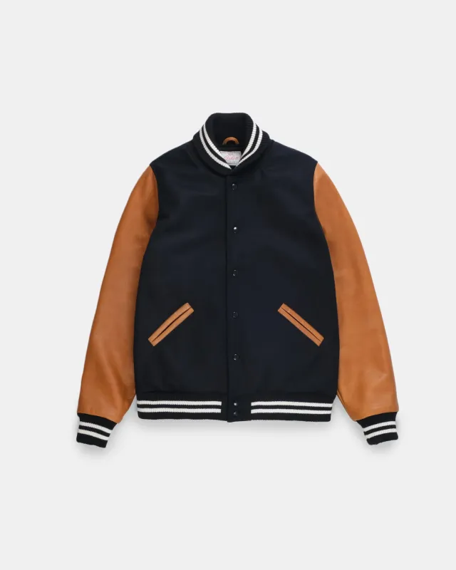 Varsity Jacket - Black / Rust sold by Dehen 1920