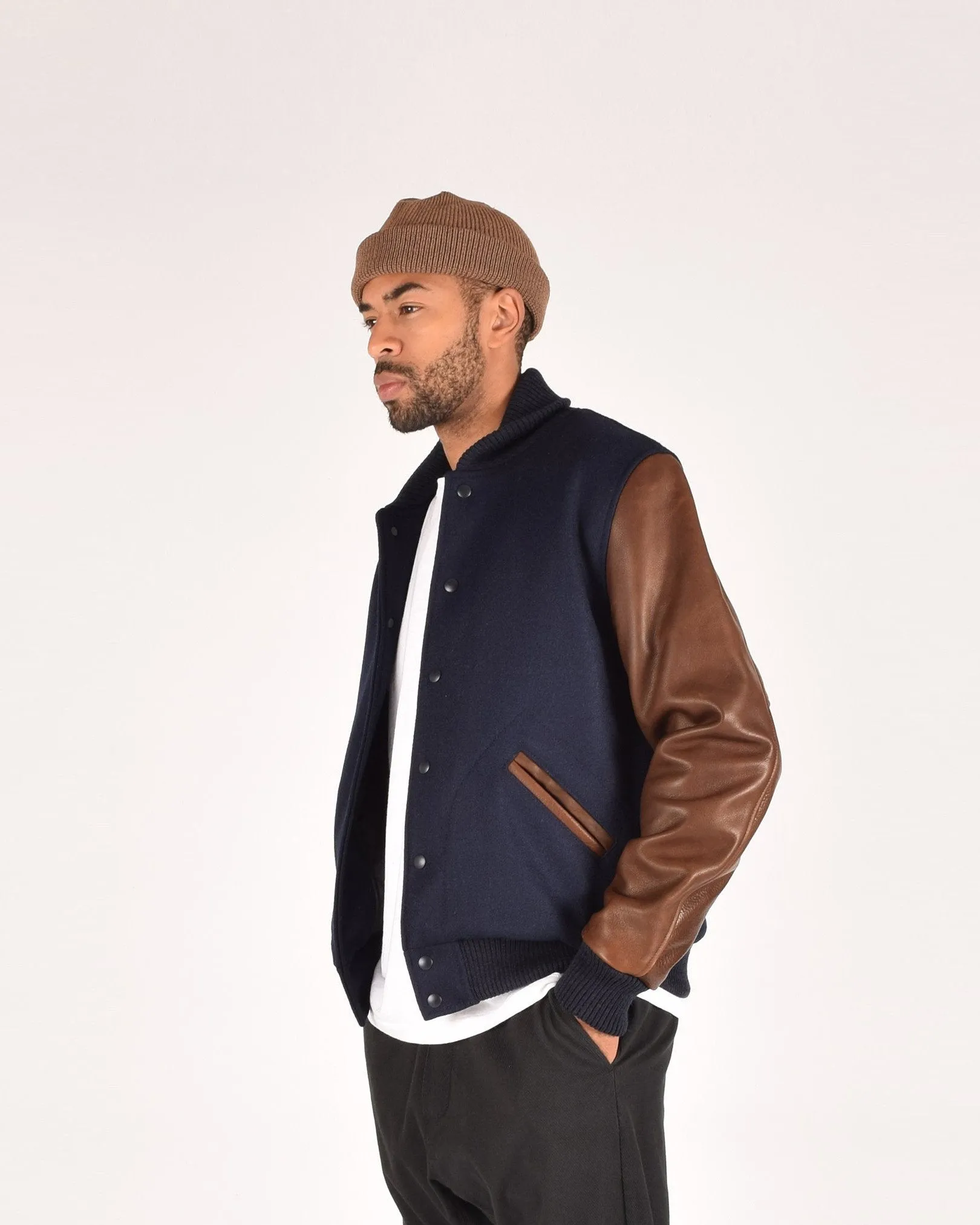 Varsity Jacket - Dark Navy / Luggage sold by Dehen 1920 product image thumbnail 3