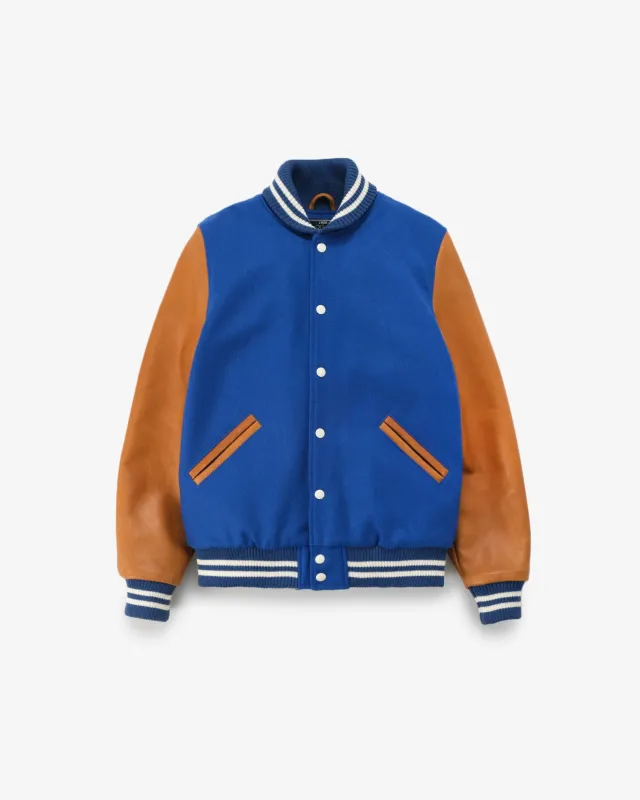 Varsity Jacket - Royal / Rust sold by Dehen 1920