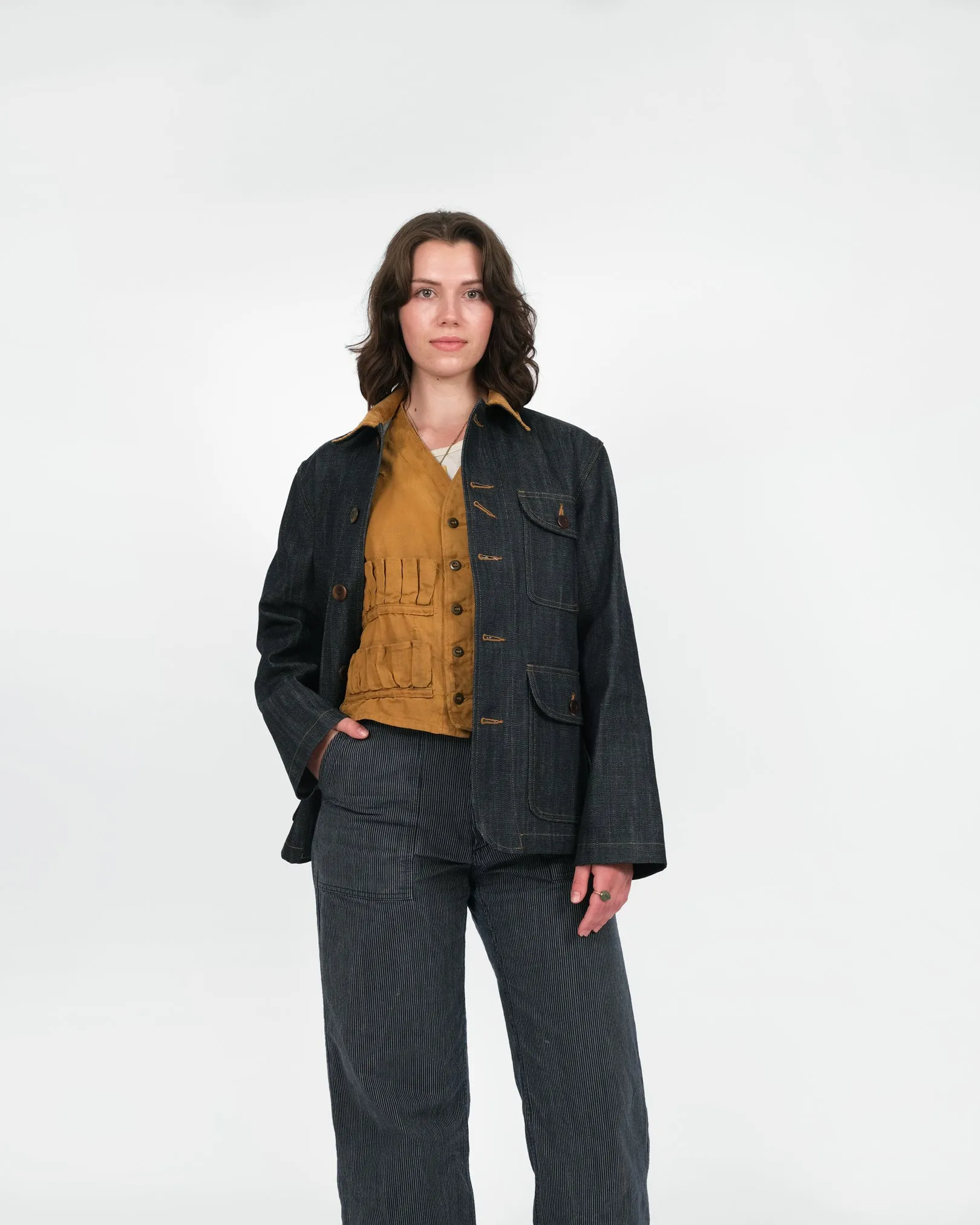 Women's Chore Coat 2.0 - Indigo / Fawn sold by Dehen 1920 product image thumbnail 2