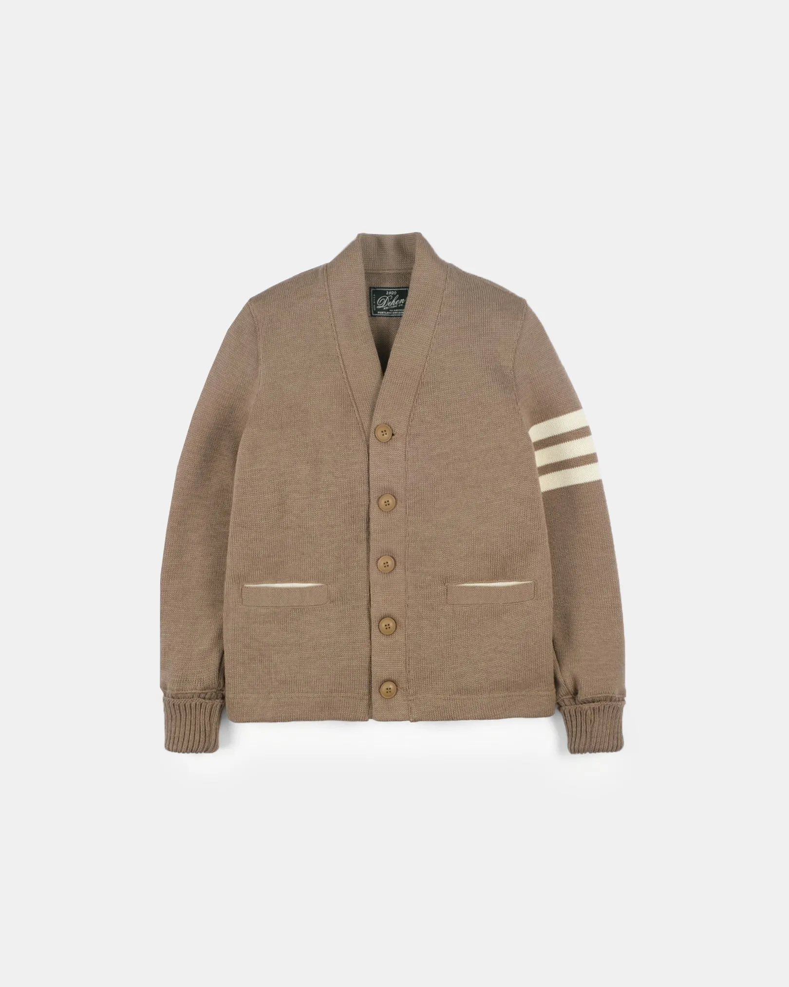 Women's Varsity Cardigan - Café / Off-White sold by Dehen 1920