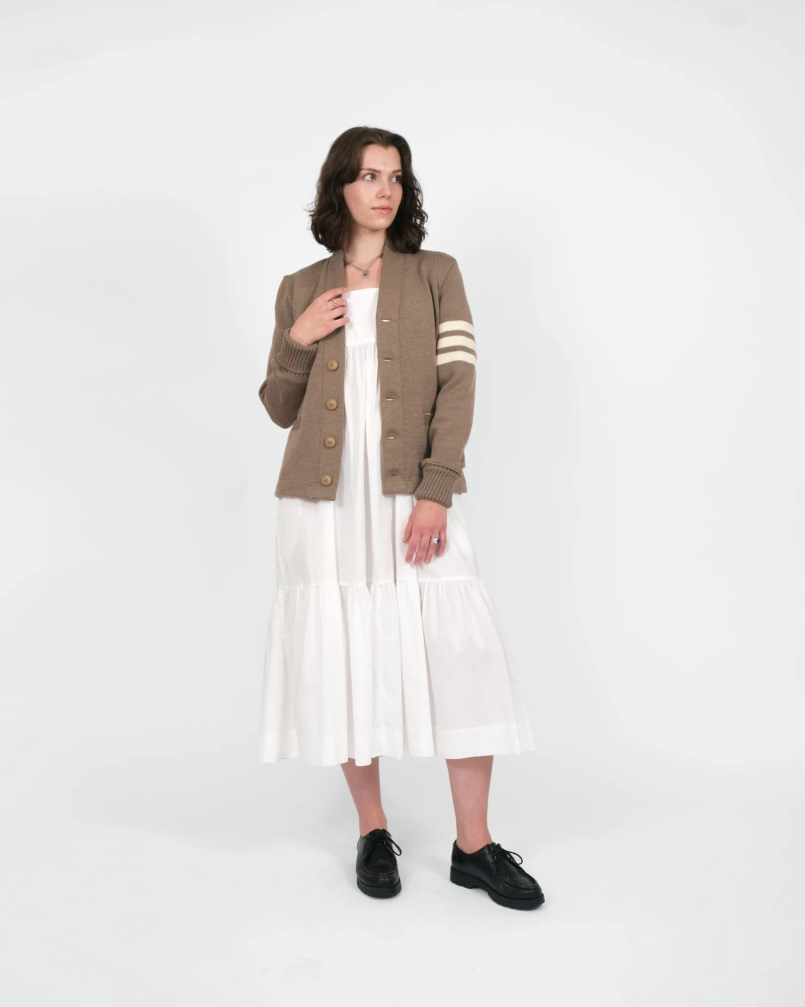 Women's Varsity Cardigan - Café / Off-White sold by Dehen 1920 product image thumbnail 2